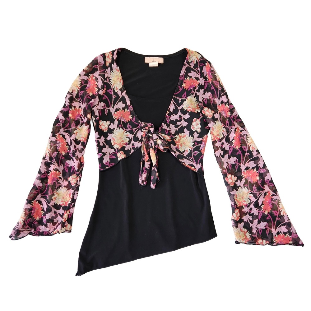Y2k Vintage Shirt Women S Bell Sleeve Asymmetrical Hem 2000s Bratz Preppy Floral